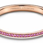 Tiffany 
Co. Tiffany Lock Bangle 18k Rose Gold Pink Sapphires Bracelet Medium