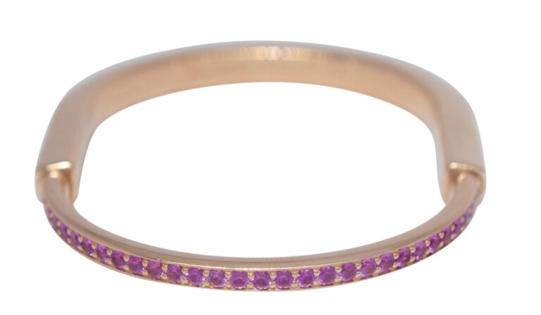 Tiffany 
Co. Tiffany Lock Bangle 18k Rose Gold Pink Sapphires Bracelet Medium