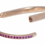 Tiffany 
Co. Tiffany Lock Bangle 18k Rose Gold Pink Sapphires Bracelet Medium