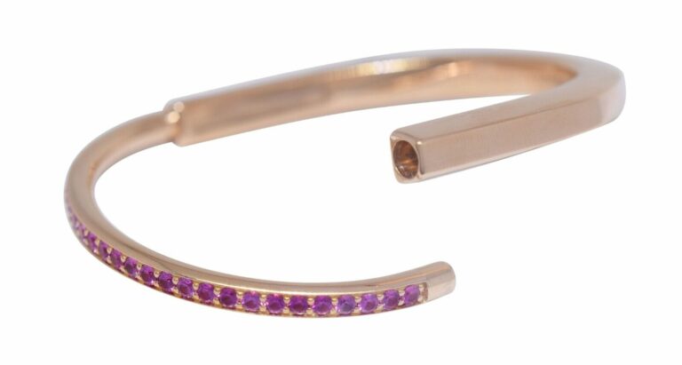 Tiffany 
Co. Tiffany Lock Bangle 18k Rose Gold Pink Sapphires Bracelet Medium