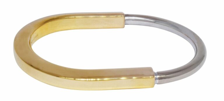 Tiffany 
Co. Tiffany Lock Bangle 18k Yellow 
White Gold Bracelet Size Small