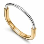 Tiffany 
Co. Tiffany Lock Bangle 18k Yellow 
White Gold Bracelet Size Small