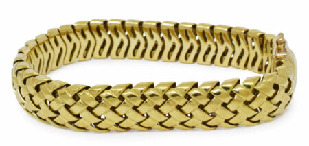 Tiffany 
Co. Vannerie 18k Yellow Gold Woven Link Bracelet 7" with Box