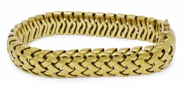 Tiffany 
Co. Vannerie 18k Yellow Gold Woven Link Bracelet 7" with Box