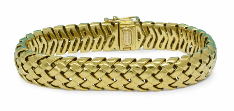 Tiffany 
Co. Vannerie 18k Yellow Gold Woven Link Bracelet 7" with Box