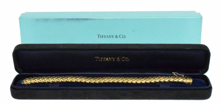 Tiffany 
Co. Vannerie 18k Yellow Gold Woven Link Bracelet 7" with Box