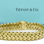 Tiffany 
Co. Vannerie 18k Yellow Gold Woven Link Bracelet 7" with Box