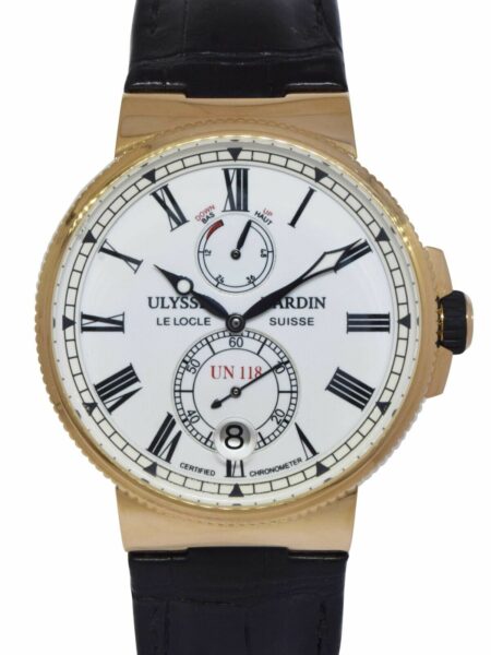 Ulysse Nardin Marine Chronometer 18k Rose Gold Mens 45mm Watch Box/Book 1186-122