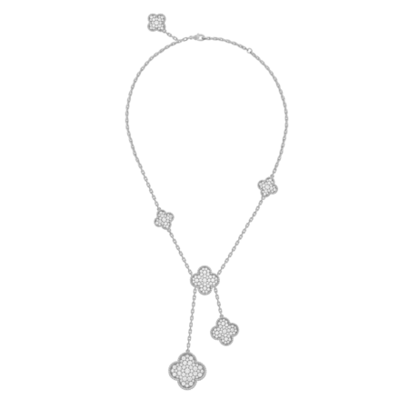 Van Cleef 
Arpels Magic Alhambra 6 Motif White Gold Diamond Necklace VCARN9MP00