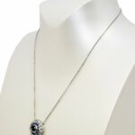 Ladies 14K White Gold Blue Sapphire and Diamond Halo 18'' Necklace 3.50 ct