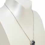 Ladies 14K White Gold Blue Sapphire and Diamond Halo 18'' Necklace 3.50 ct