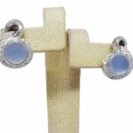 Ladies 14K White Gold Chalcedony 
Diamond Earrings