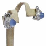 Ladies 14K White Gold Chalcedony 
Diamond Earrings