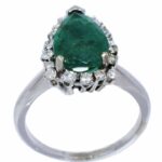 Ladies 14K White Gold Diamond 
Emerald Ring 7.25