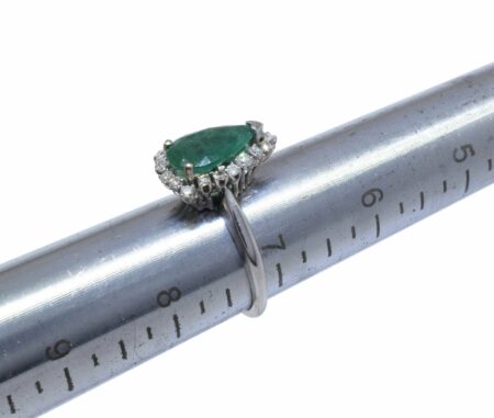 Ladies 14K White Gold Diamond & Emerald Ring 7.25