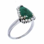 Ladies 14K White Gold Diamond 
Emerald Ring 7.25