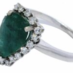 Ladies 14K White Gold Diamond 
Emerald Ring 7.25