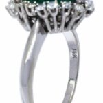 Ladies 14K White Gold Diamond 
Emerald Ring 7.25