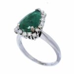 Ladies 14K White Gold Diamond 
Emerald Ring 7.25