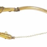 Ladies 14k Yellow Gold 
Garnet Vintage Bangle Bracelet