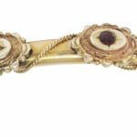 Ladies 14k Yellow Gold 
Garnet Vintage Bangle Bracelet