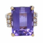 Ladies 14K Yellow Gold Diamond 
Amethyst Ring 6.25