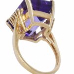 Ladies 14K Yellow Gold Diamond 
Amethyst Ring 6.25