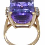 Ladies 14K Yellow Gold Diamond 
Amethyst Ring 6.25