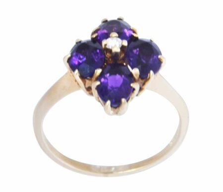 Ladies 14k Yellow Gold Diamond 
Amethyst Ring 9.5