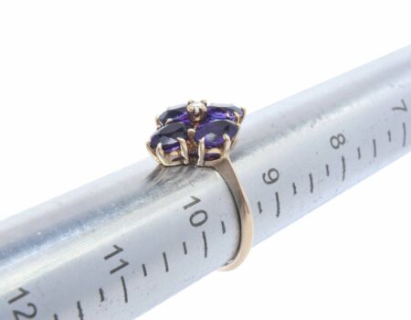 Ladies 14k Yellow Gold Diamond & Amethyst Ring 9.5