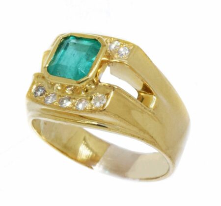 Ladies 14k Yellow Gold Emerald Ring 1.15ct 
Diamond 0.30ct Size 9.5 US