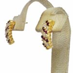 Ladies 14K Yellow Gold Ruby 
Diamond Candy Cane Earrings 1.00ct