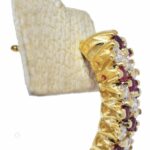 Ladies 14K Yellow Gold Ruby 
Diamond Candy Cane Earrings 1.00ct