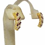 Ladies 14K Yellow Gold Ruby 
Diamond Candy Cane Earrings 1.00ct