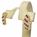 Ladies 14K Yellow Gold Ruby 
Diamond Candy Cane Earrings 1.00ct