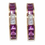 Ladies 14K Yellow Gold Ruby 
Diamond Earrings