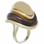 Ladies 14K Yellow Gold Tiger Eye Ring Size 5