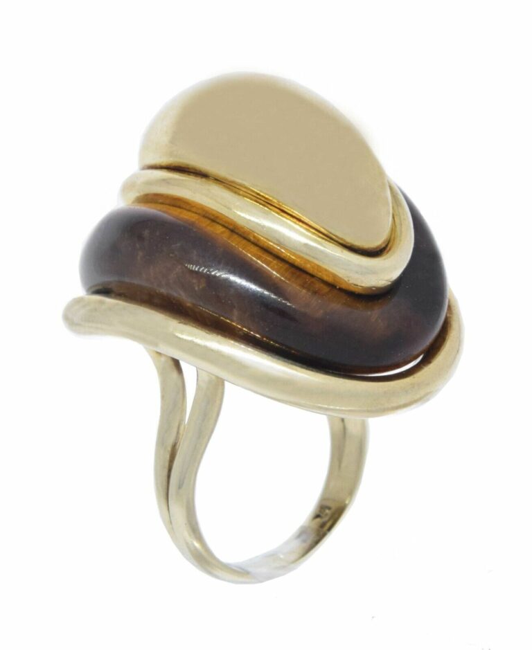 Ladies 14K Yellow Gold Tiger Eye Ring Size 5