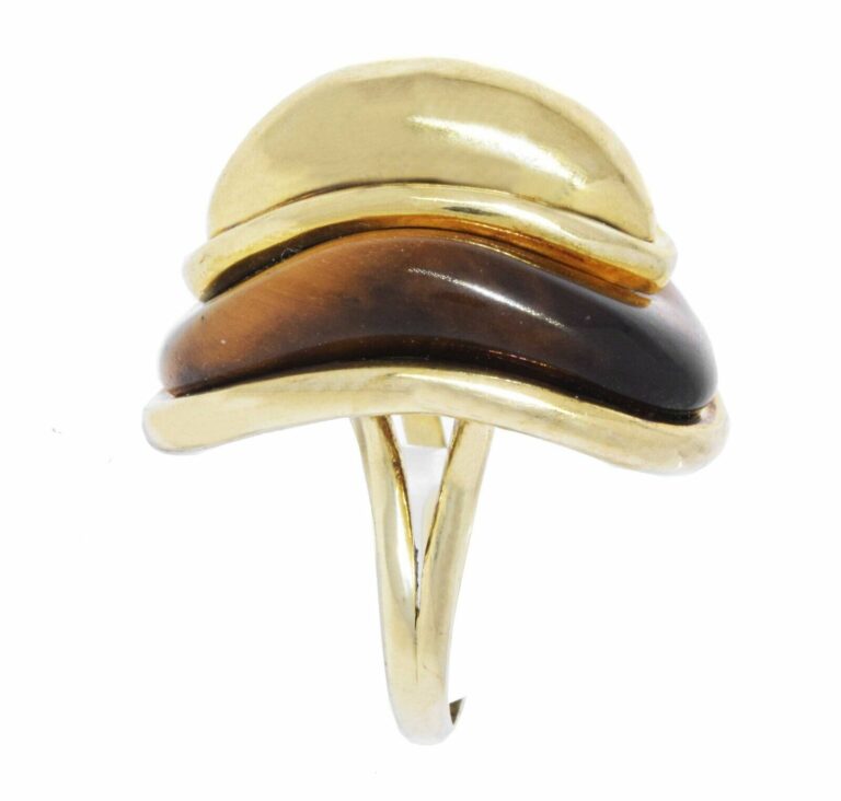 Ladies 14K Yellow Gold Tiger Eye Ring Size 5