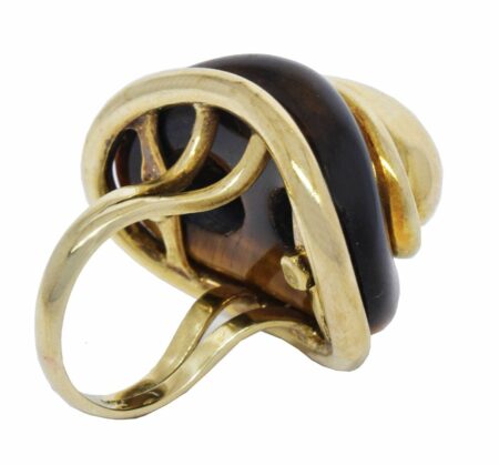 Ladies 14K Yellow Gold Tiger Eye Ring Size 5