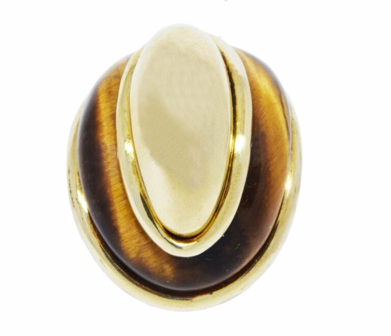 Ladies 14K Yellow Gold Tiger Eye Ring Size 5