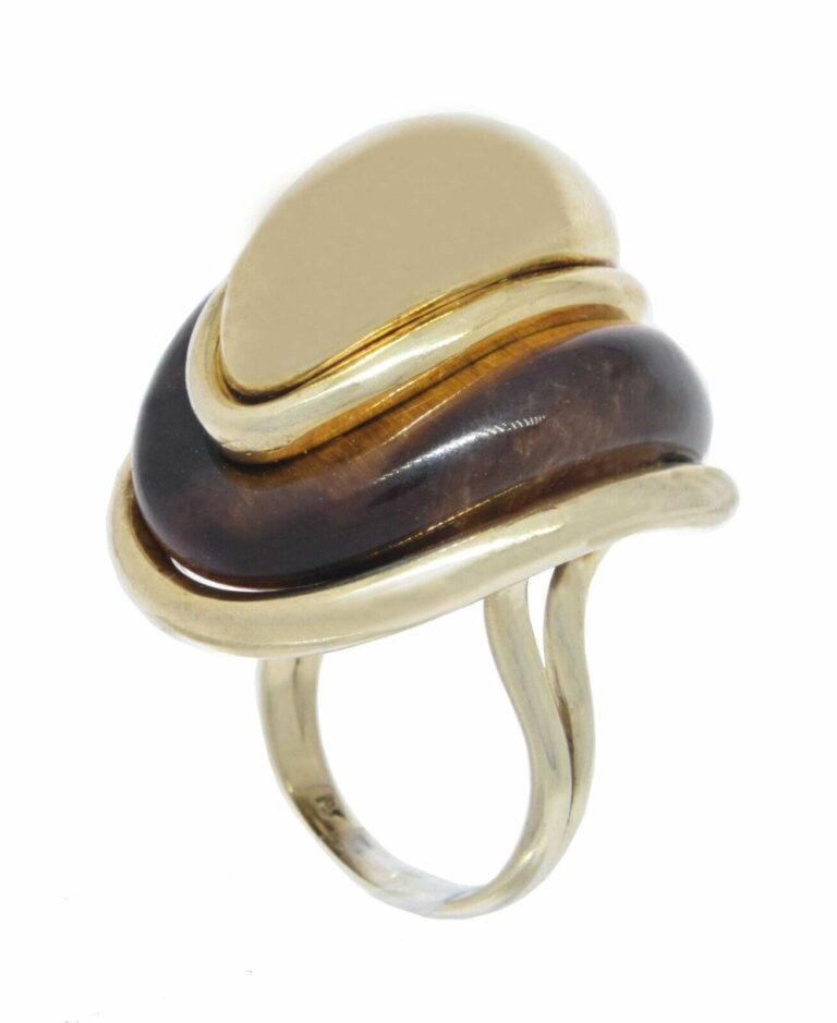 Ladies 14K Yellow Gold Tiger Eye Ring Size 5