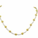 Ladies 18K Yellow Gold 
White Gold Necklace w/ 3.52 ct Pave Diamonds 18 in