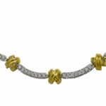 Ladies 18K Yellow Gold 
White Gold Necklace w/ 3.52 ct Pave Diamonds 18 in