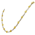 Ladies 18K Yellow Gold 
White Gold Necklace w/ 3.52 ct Pave Diamonds 18 in