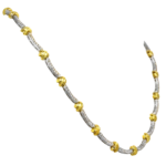 Ladies 18K Yellow Gold 
White Gold Necklace w/ 3.52 ct Pave Diamonds 18 in