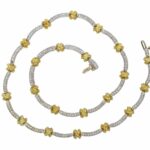 Ladies 18K Yellow Gold 
White Gold Necklace w/ 3.52 ct Pave Diamonds 18 in