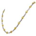 Ladies 18K Yellow Gold 
White Gold Necklace w/ 3.52 ct Pave Diamonds 18 in