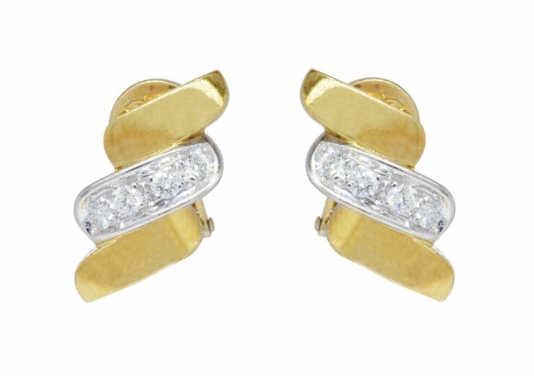 Ladies Bead Set Diamond Earrings in 18k Yellow Gold