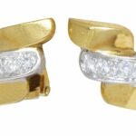 Ladies Bead Set Diamond Earrings in 18k Yellow Gold